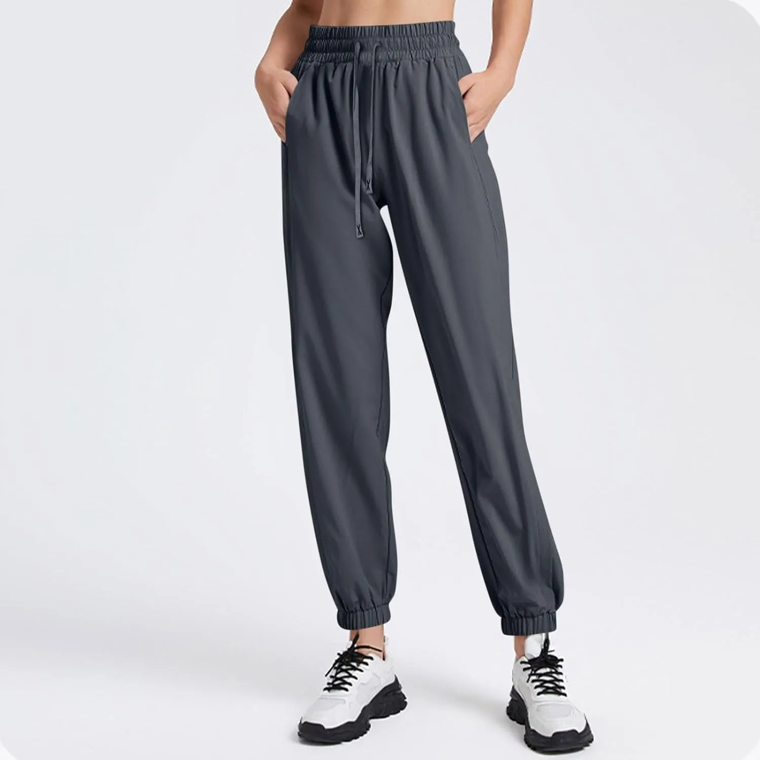 Stretch Active Pants for Women Breathable Drawstring Waist Joggers with Pockets Plus Size Lightweight Hiking Pants