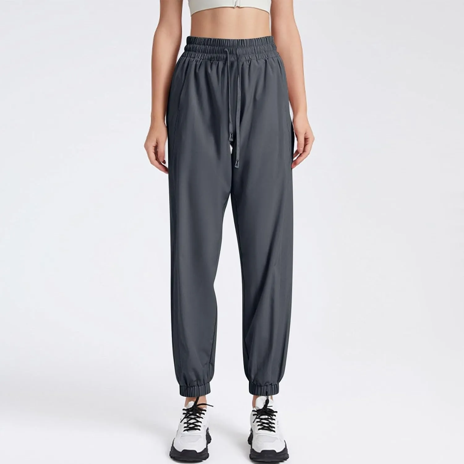Stretch Active Pants for Women Breathable Drawstring Waist Joggers with Pockets Plus Size Lightweight Hiking Pants