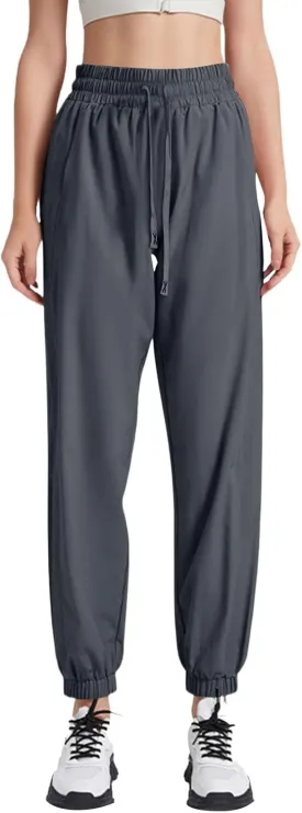 Stretch Active Pants for Women Breathable Drawstring Waist Joggers with Pockets Plus Size Lightweight Hiking Pants