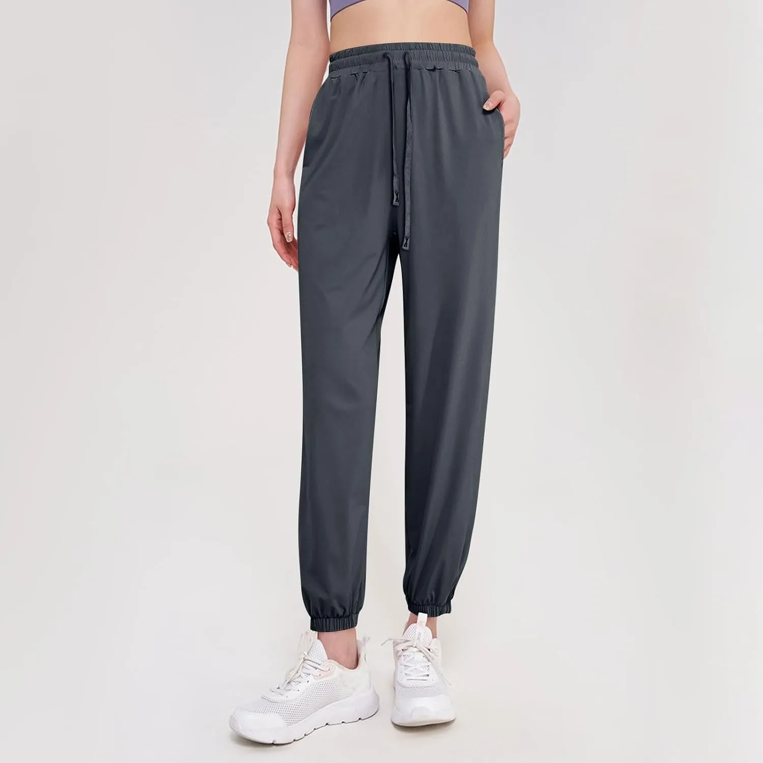 Stretch Active Pants for Women Breathable Drawstring Waist Joggers with Pockets Plus Size Lightweight Hiking Pants