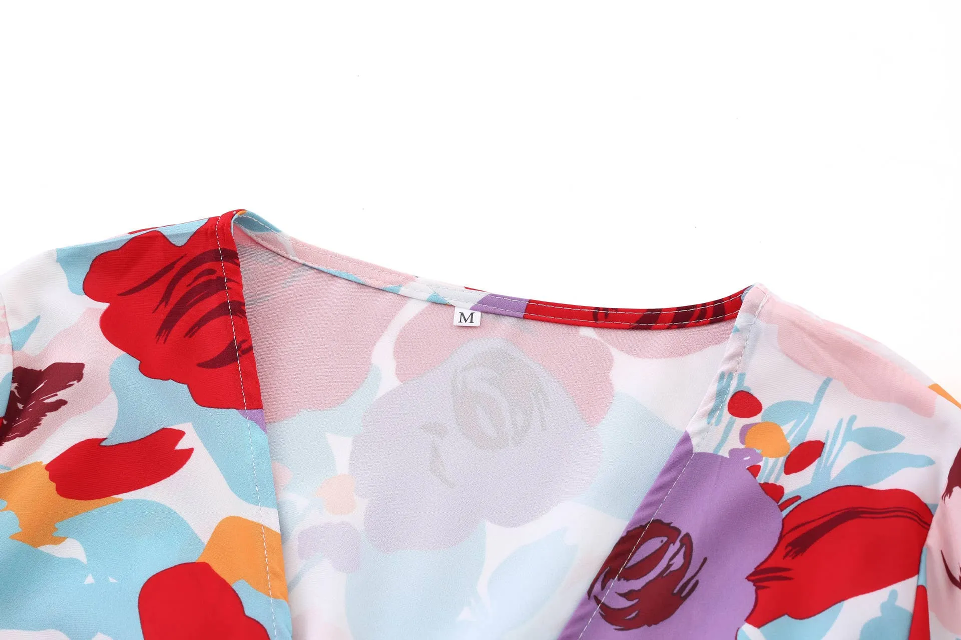 Summer bow short sleeve floral print babydoll dress