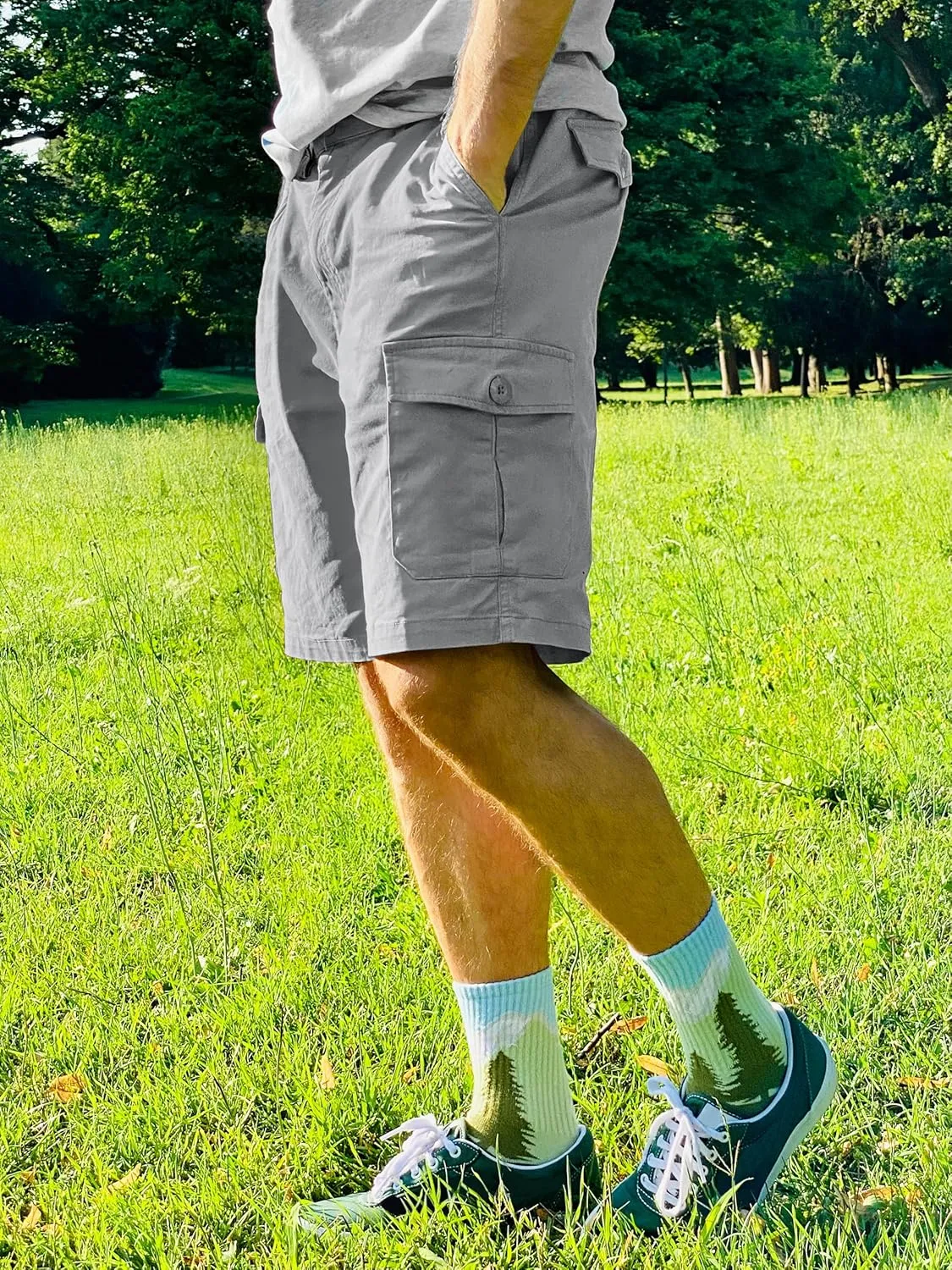TACVASEN Men's Cargo Shorts Golf Elastic Waist Short for Men Cotton Hiking Shorts Stretchy Workout Short with Pockets
