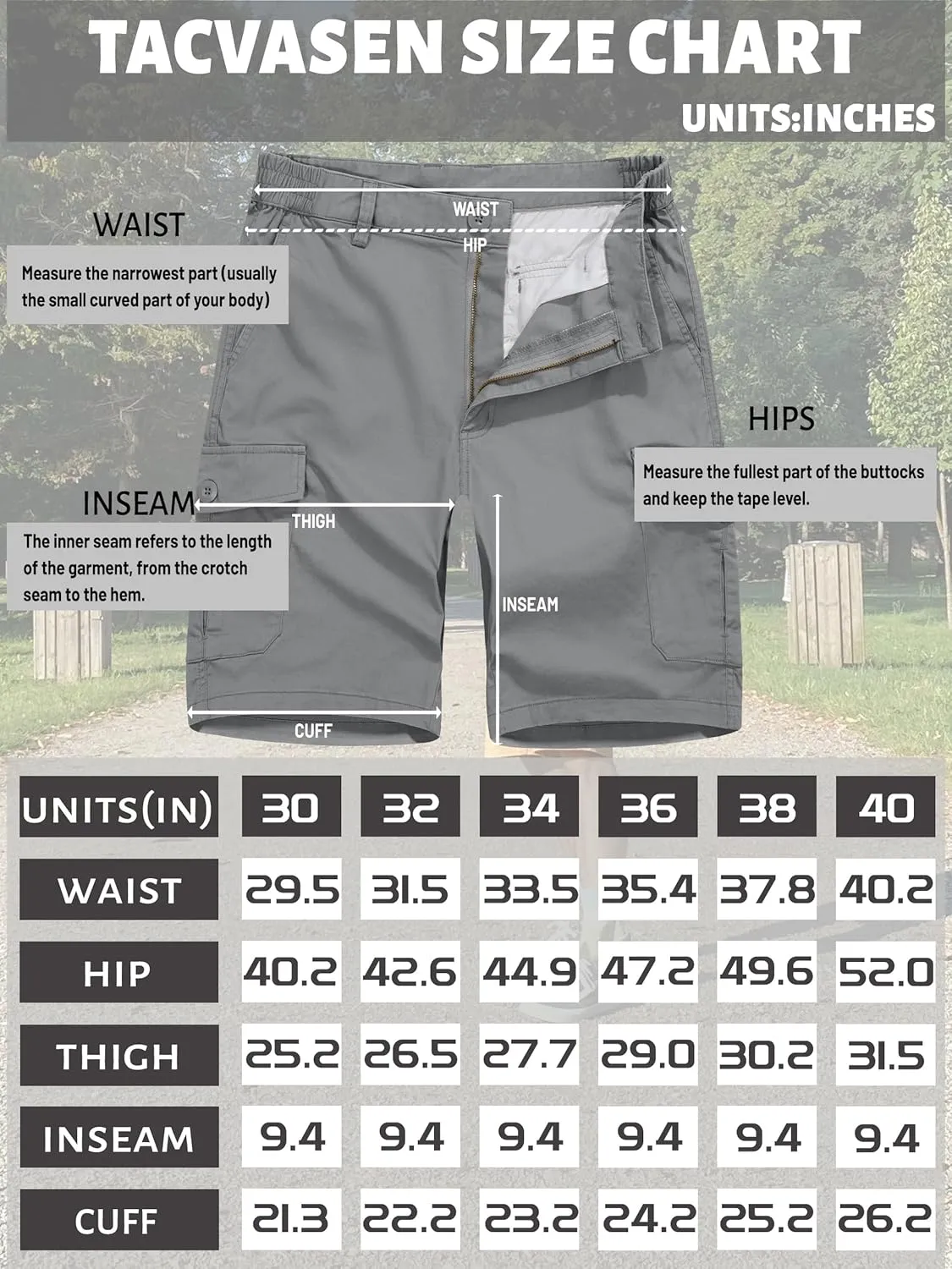 TACVASEN Men's Cargo Shorts Golf Elastic Waist Short for Men Cotton Hiking Shorts Stretchy Workout Short with Pockets
