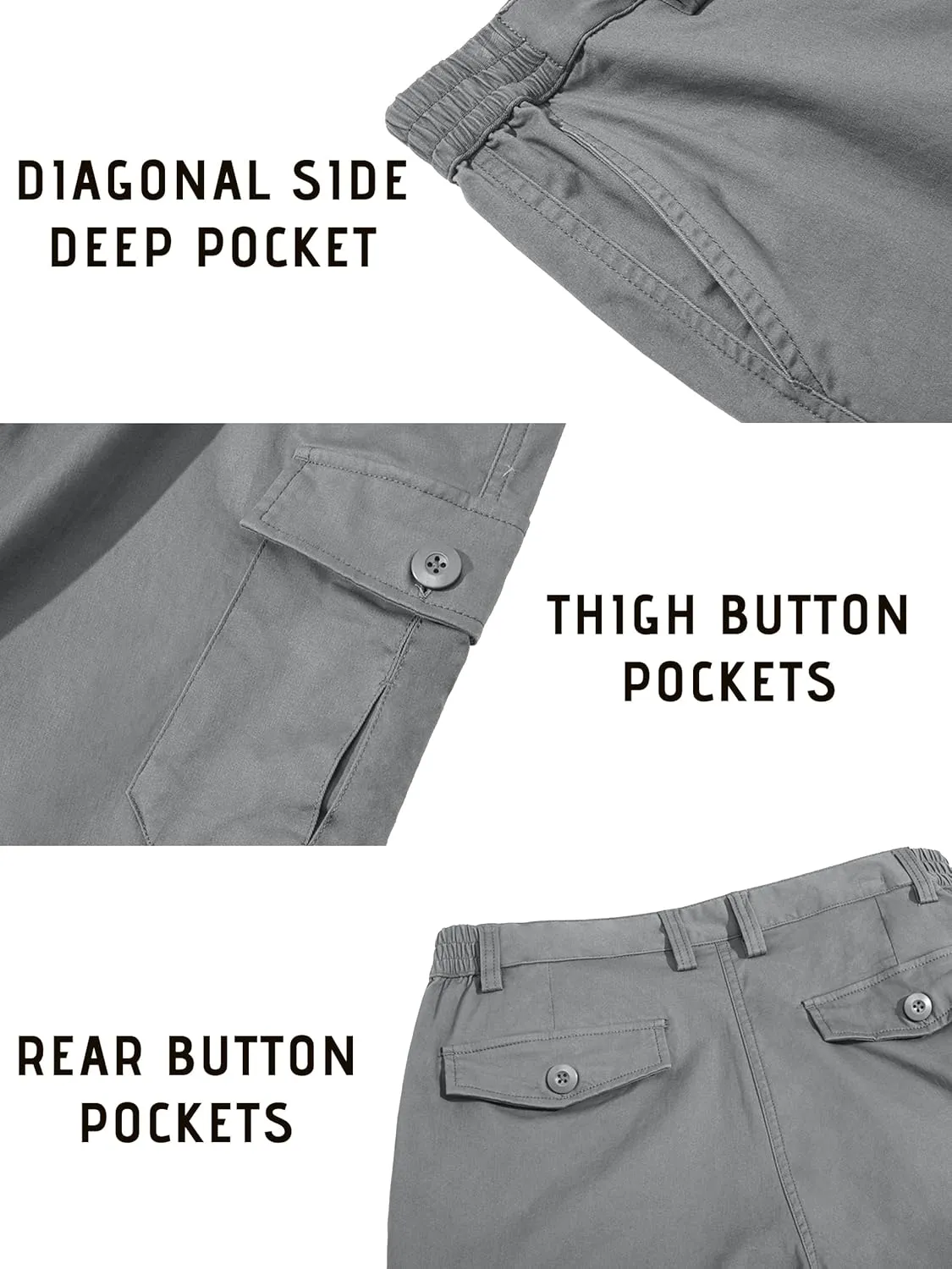 TACVASEN Men's Cargo Shorts Golf Elastic Waist Short for Men Cotton Hiking Shorts Stretchy Workout Short with Pockets