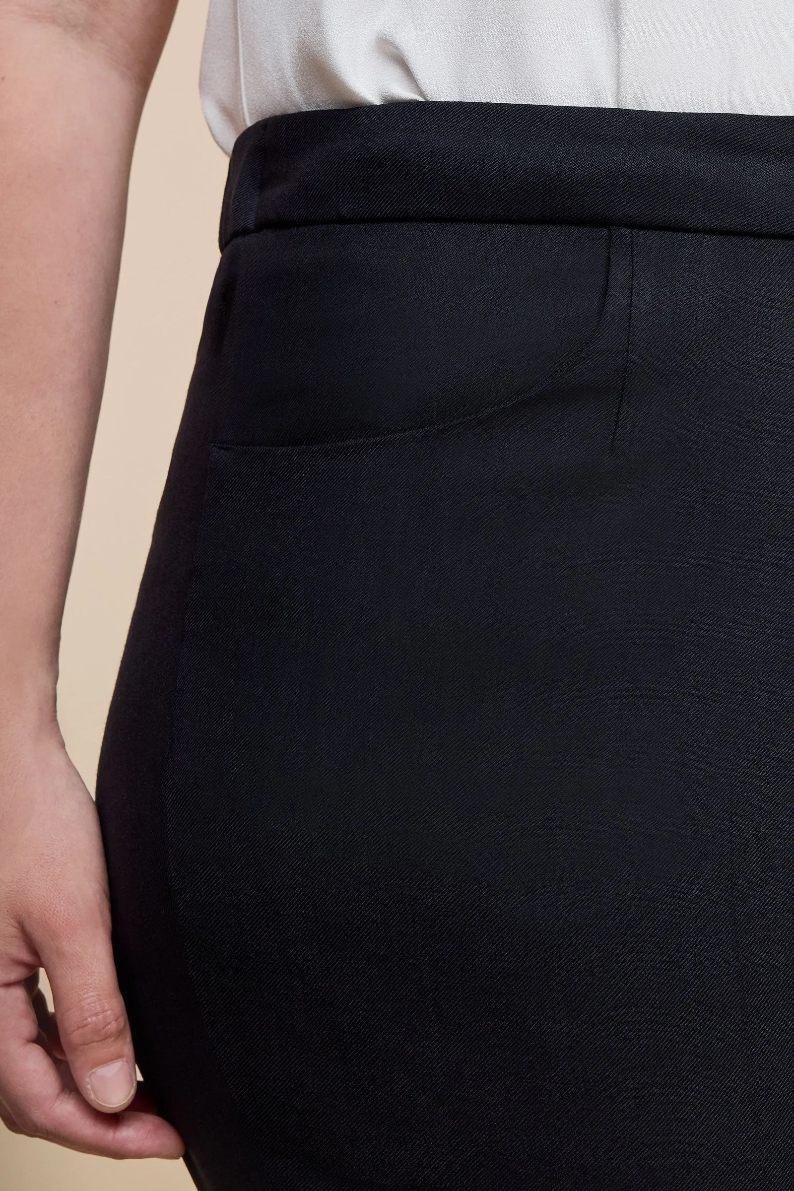 Tapered Wool Trousers Black