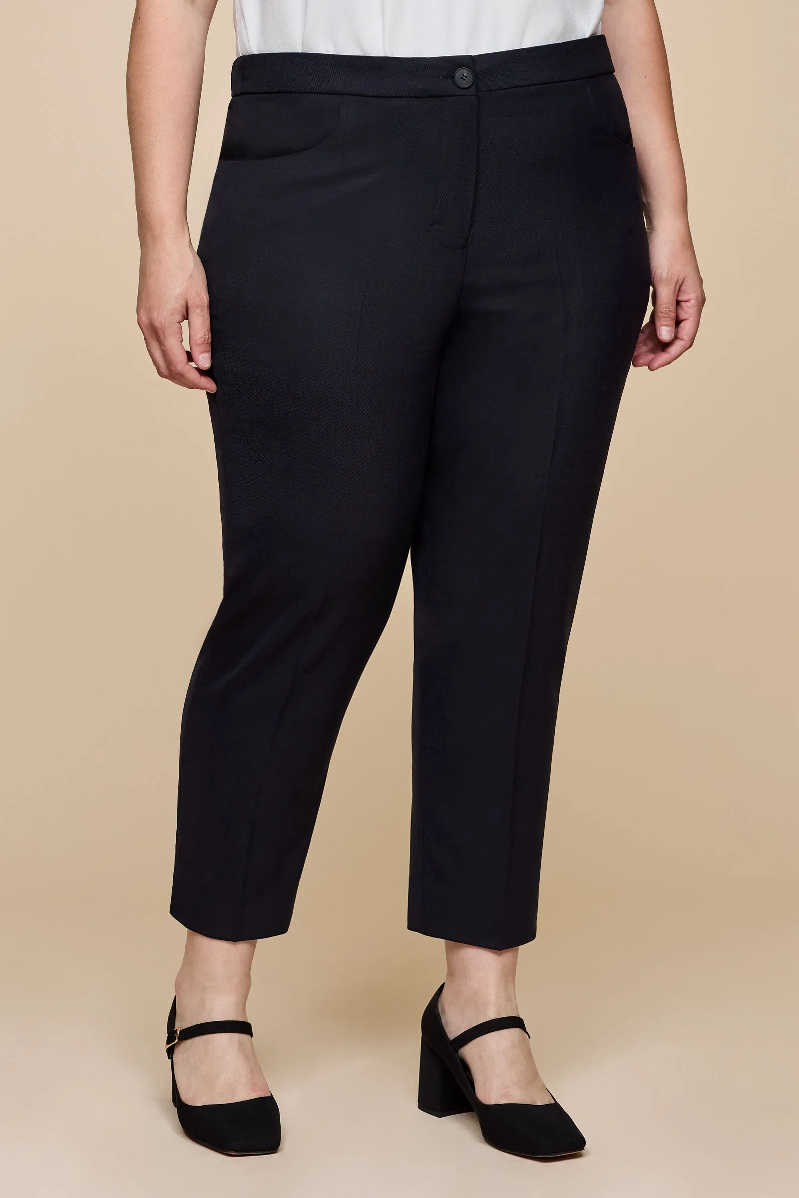 Tapered Wool Trousers Black