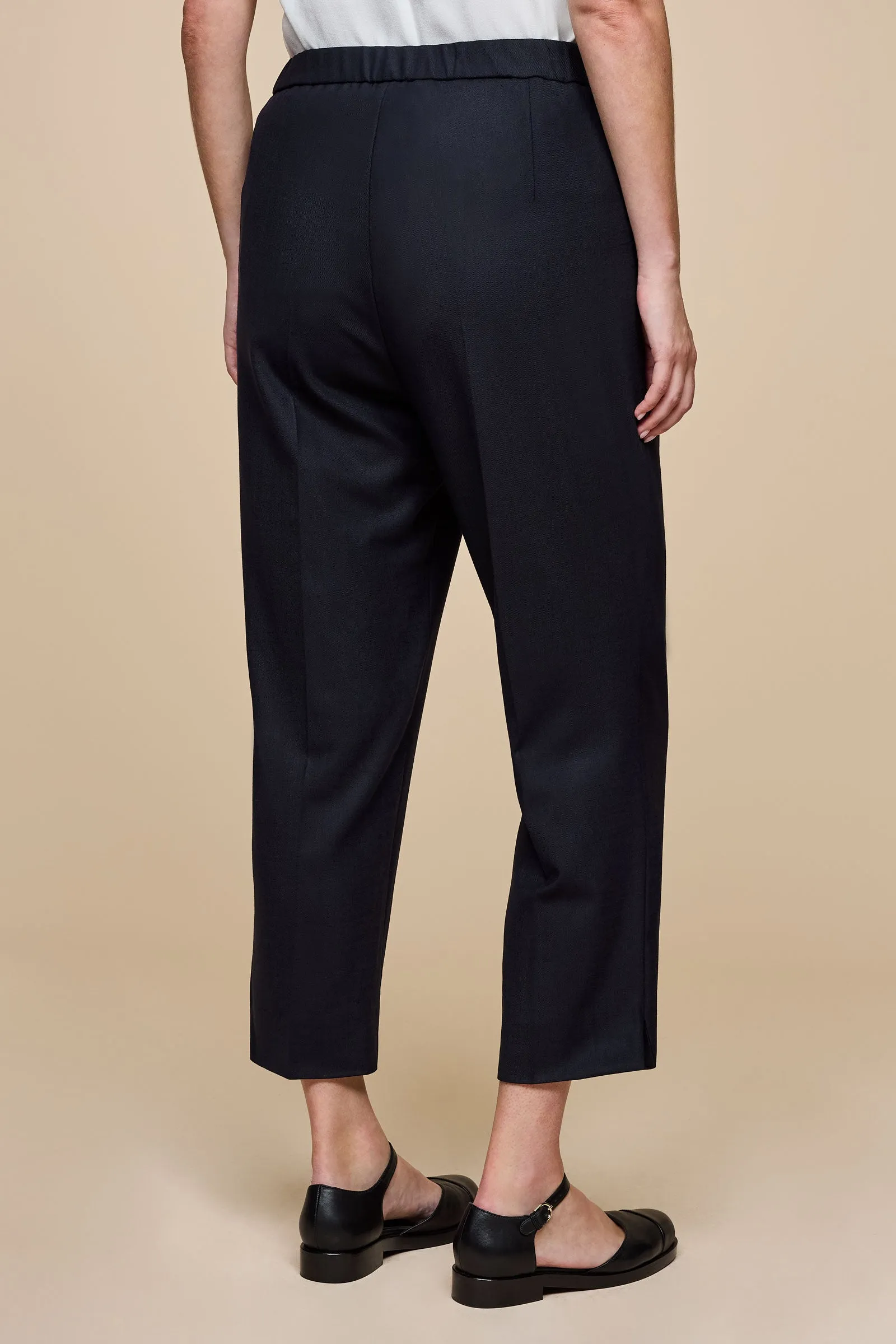 Tapered Wool Trousers Midnight Blue
