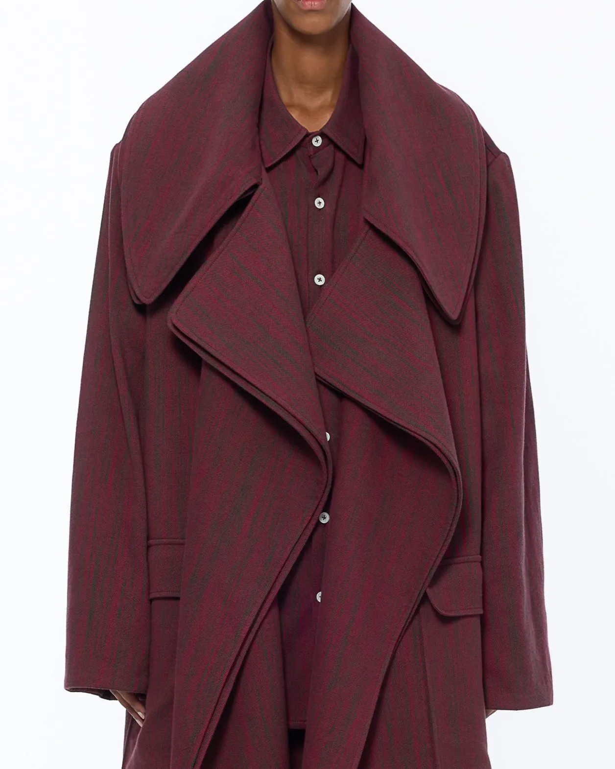 The Double Lapel Overcoat : Bordeaux Chambray