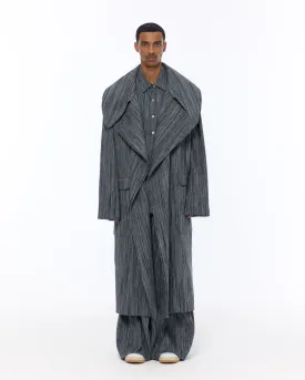 The Double Lapel Overcoat : Grey Chambray