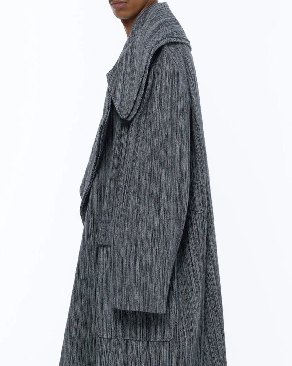 The Double Lapel Overcoat : Grey Chambray