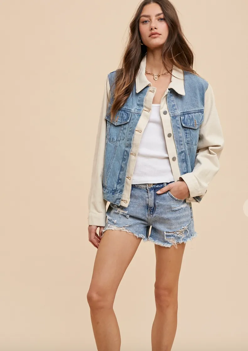 The Nolie Color Block Denim Jacket