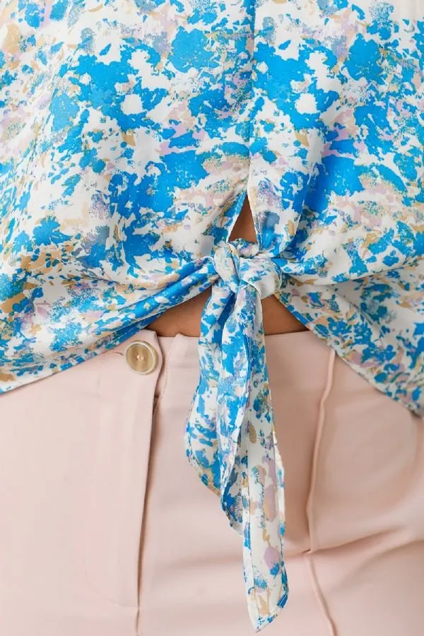 Tie Front Printed Blouse