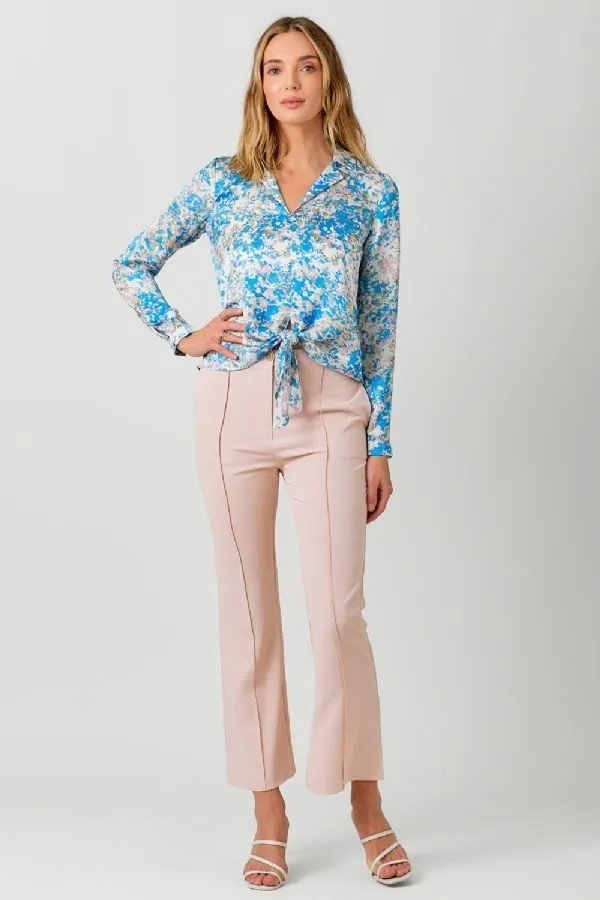 Tie Front Printed Blouse