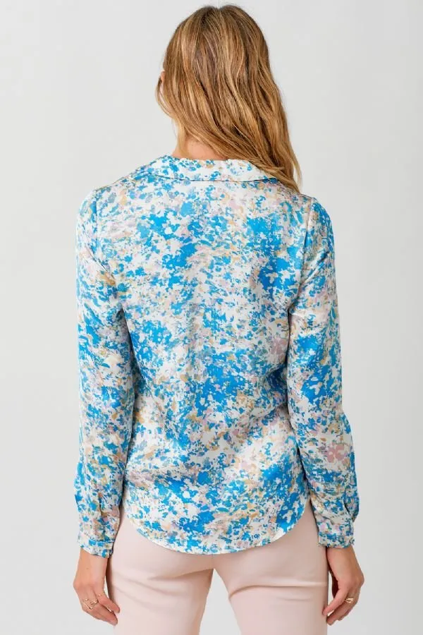 Tie Front Printed Blouse