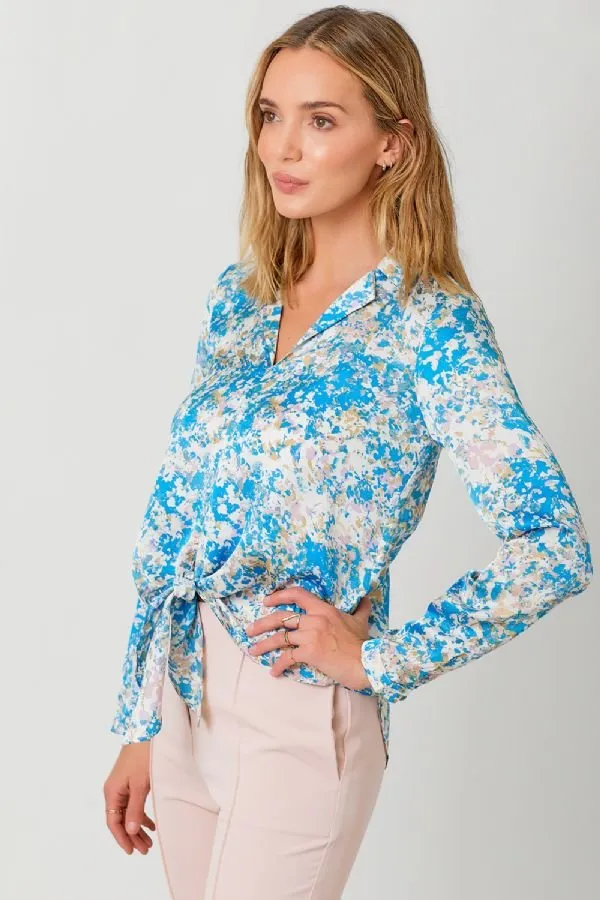 Tie Front Printed Blouse