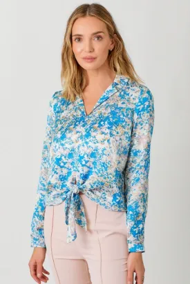 Tie Front Printed Blouse