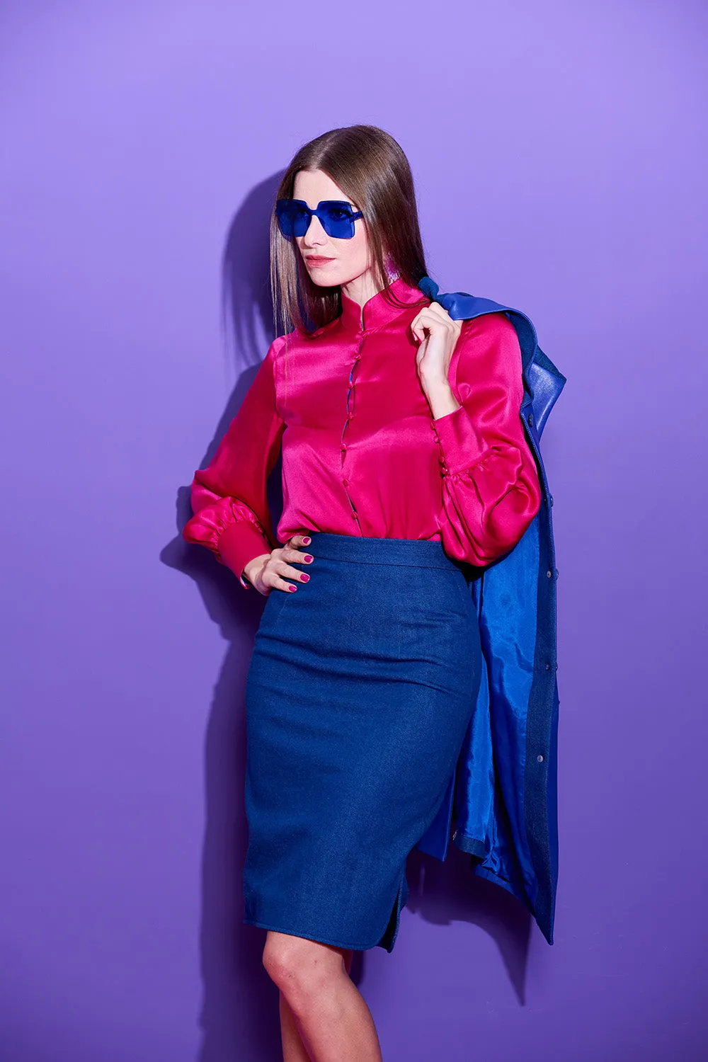 【TRINITY】Eco-Denim Pencil Skirt