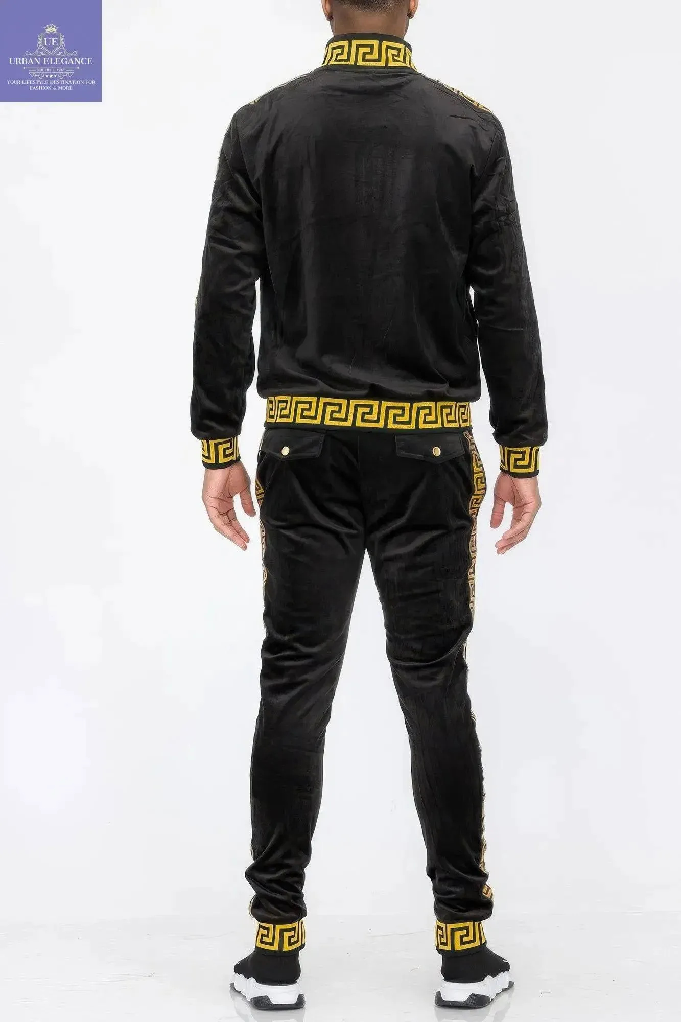Velour Activewear Track Suit with Status Print