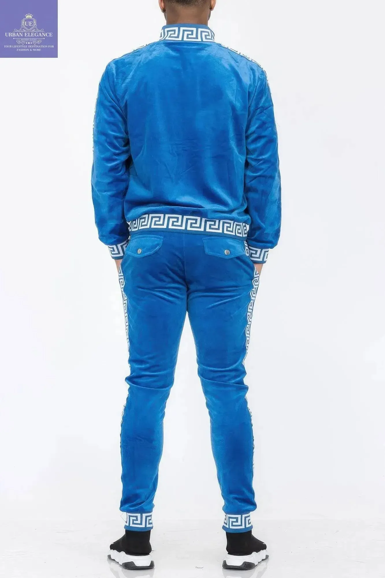 Velour Activewear Track Suit with Status Print