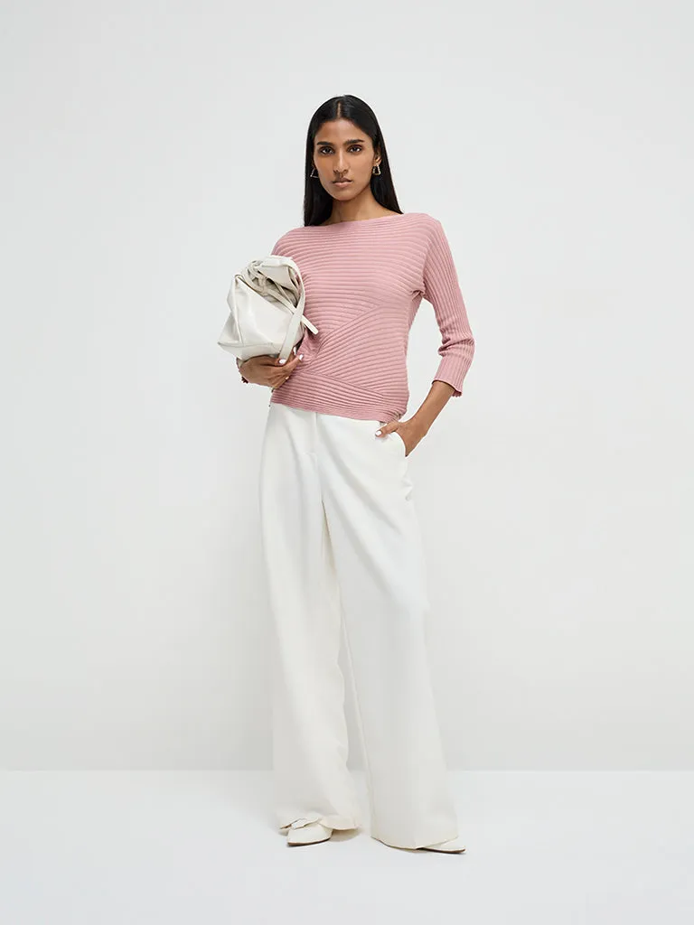 Wardrobe Dusty Pink Ribbed Sweater