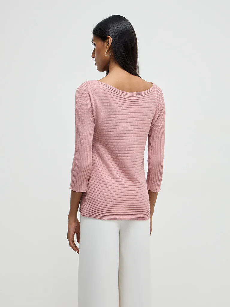 Wardrobe Dusty Pink Ribbed Sweater