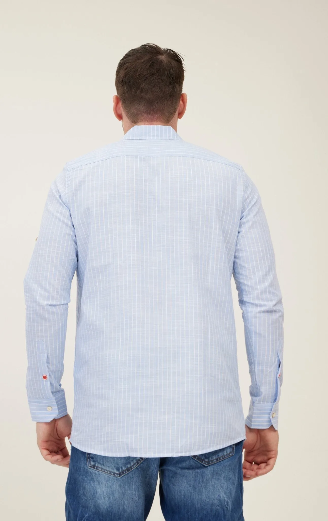 Western Striped Cotton Shirt - Blue