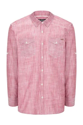 Western Striped Cotton Shirt - Red