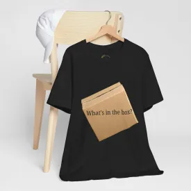 What's in the Box Silly T-Shirt Funny Cardboard Box Design Funny Cat Shirt Kitty Design Cute Front and Back Tee Quirky Gift Ideas