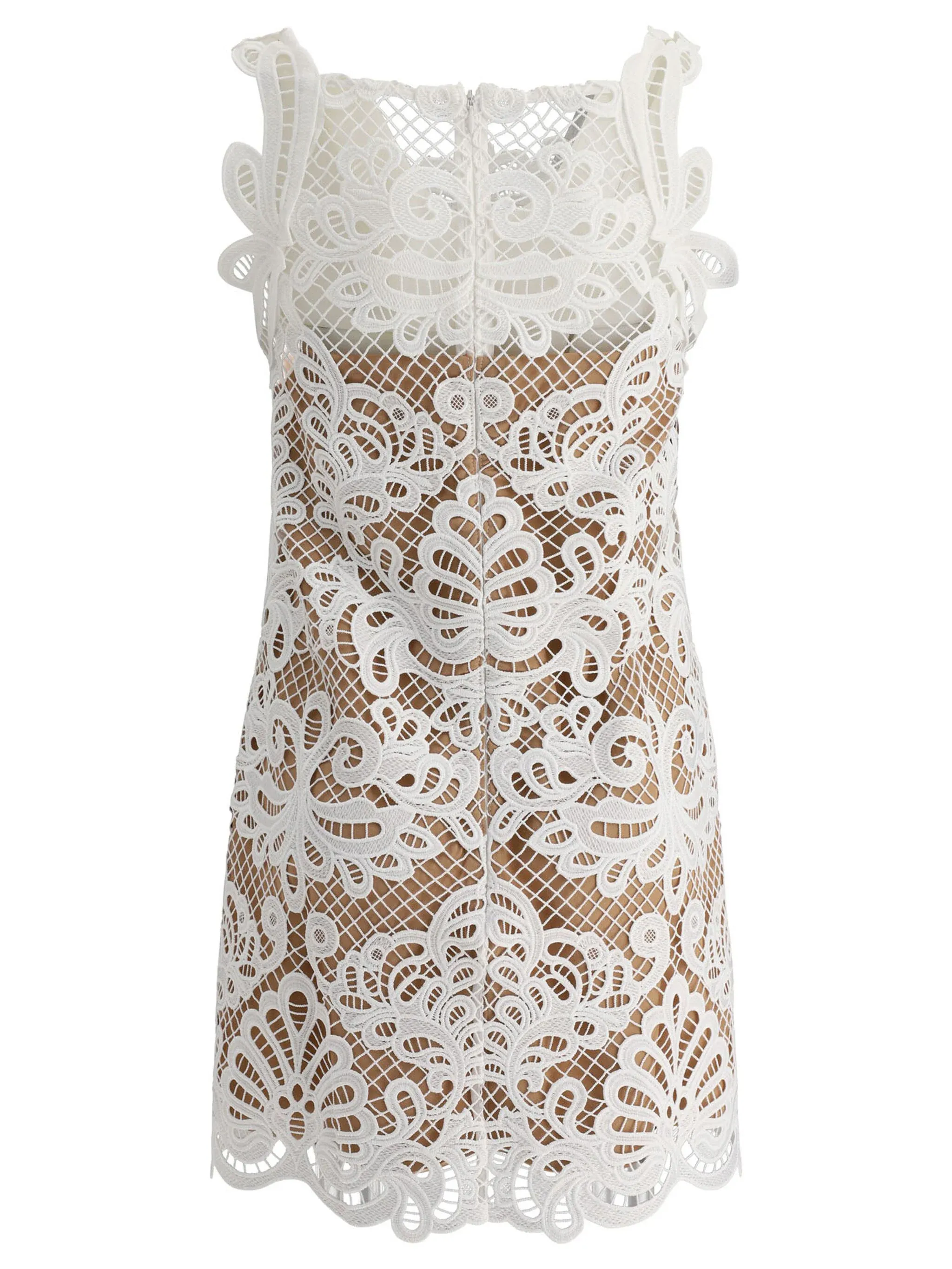White Guipure Lace Mini Dress