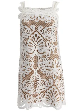 White Guipure Lace Mini Dress