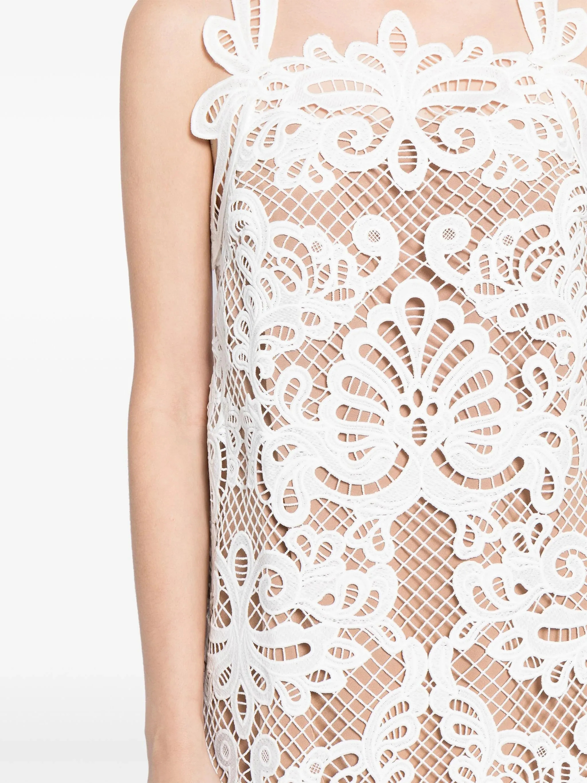 White Guipure Lace Mini Dress