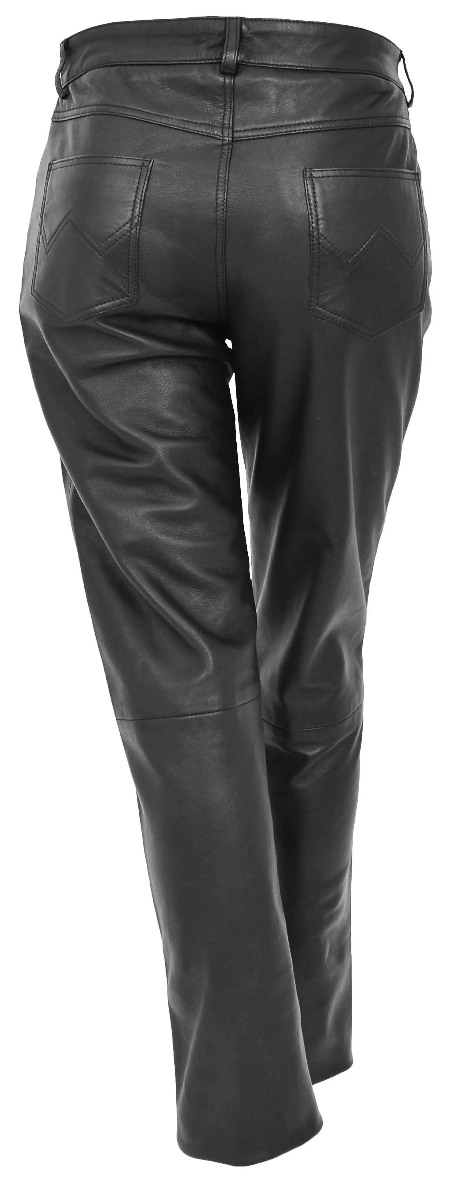Women's Jeans Style Black Genuine Leather Trousers Arabella