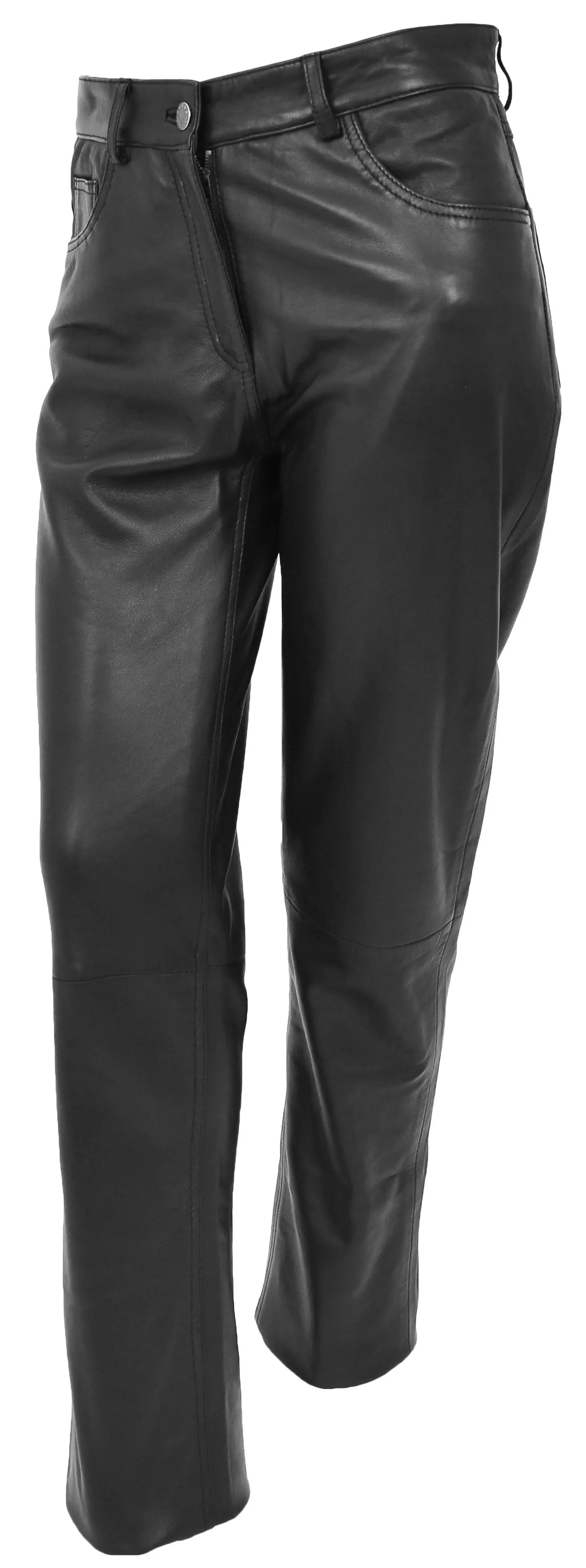 Women's Jeans Style Black Genuine Leather Trousers Arabella
