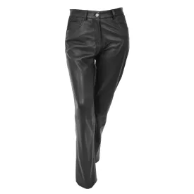 Women's Jeans Style Black Genuine Leather Trousers Arabella