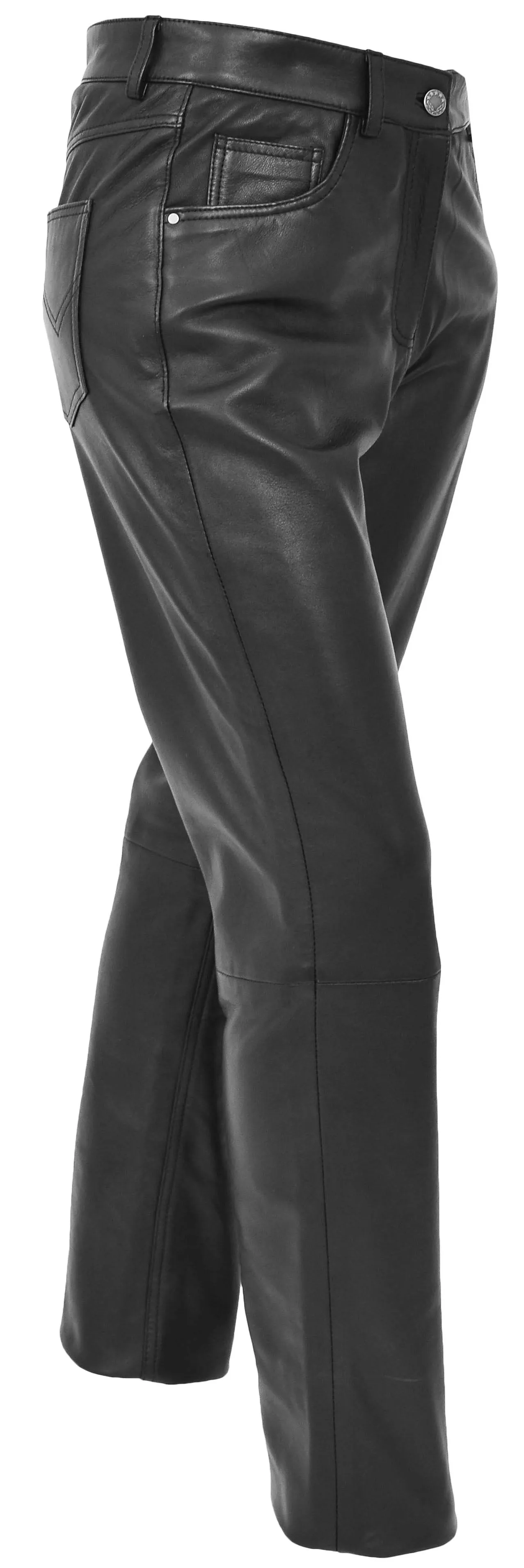 Women's Jeans Style Black Genuine Leather Trousers Arabella