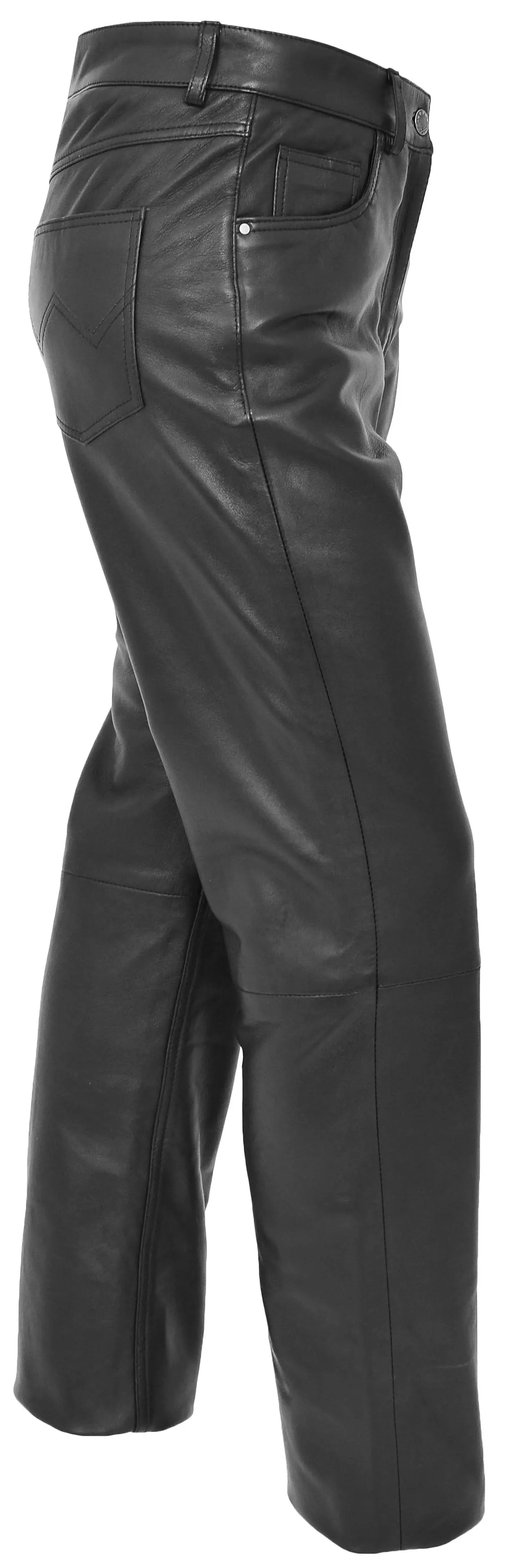 Women's Jeans Style Black Genuine Leather Trousers Arabella