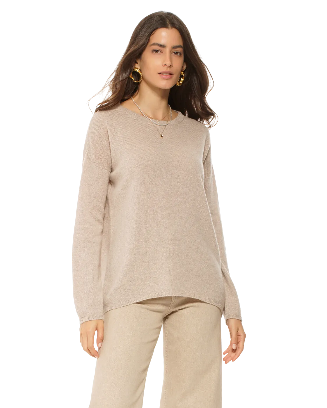 Women's Oversized Cashmere Boatneck Sweater Peach