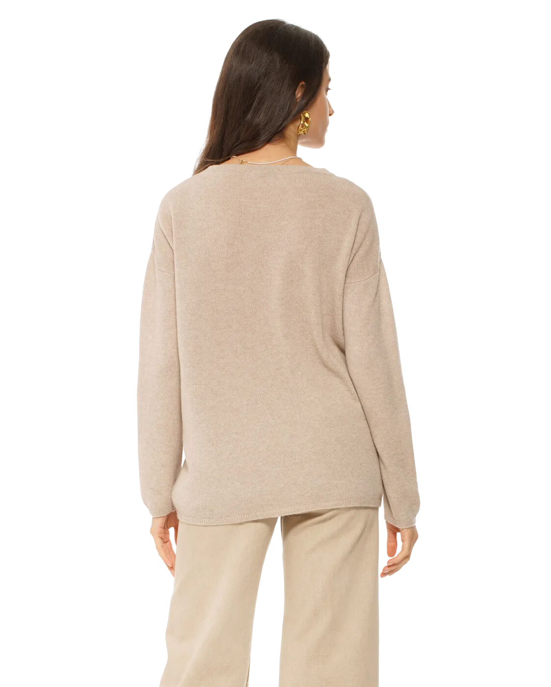 Women's Oversized Cashmere Boatneck Sweater Peach