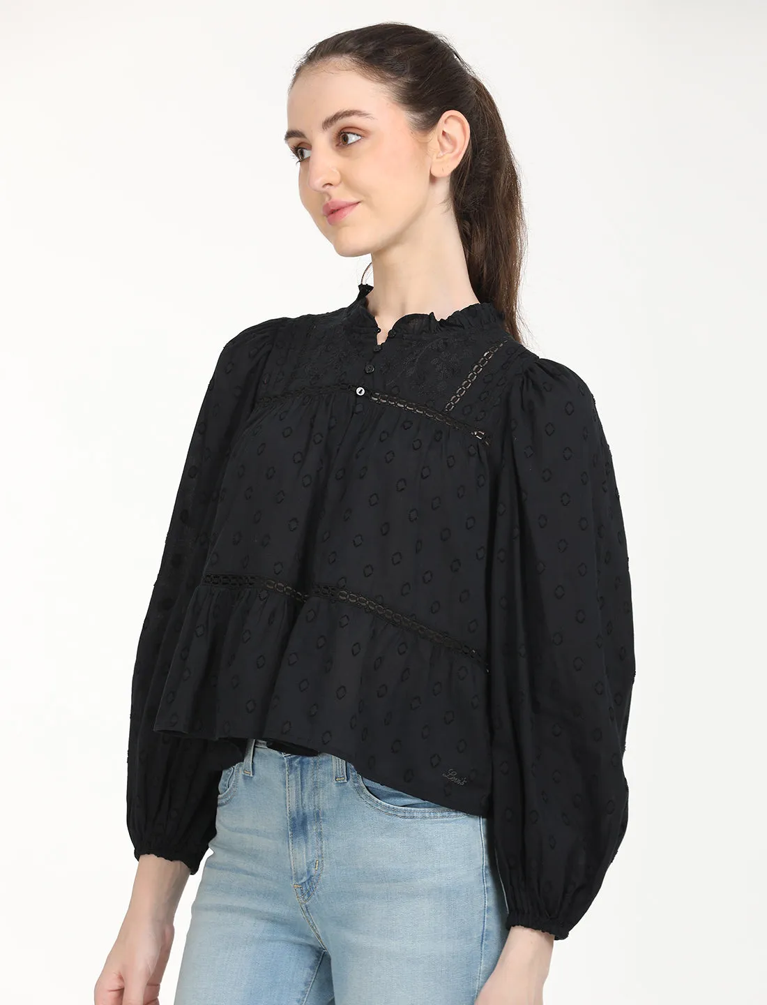 Women's Solid Black Top