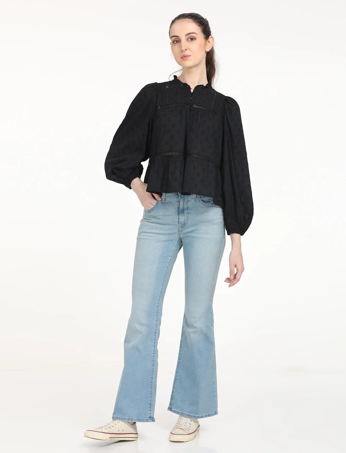 Women's Solid Black Top