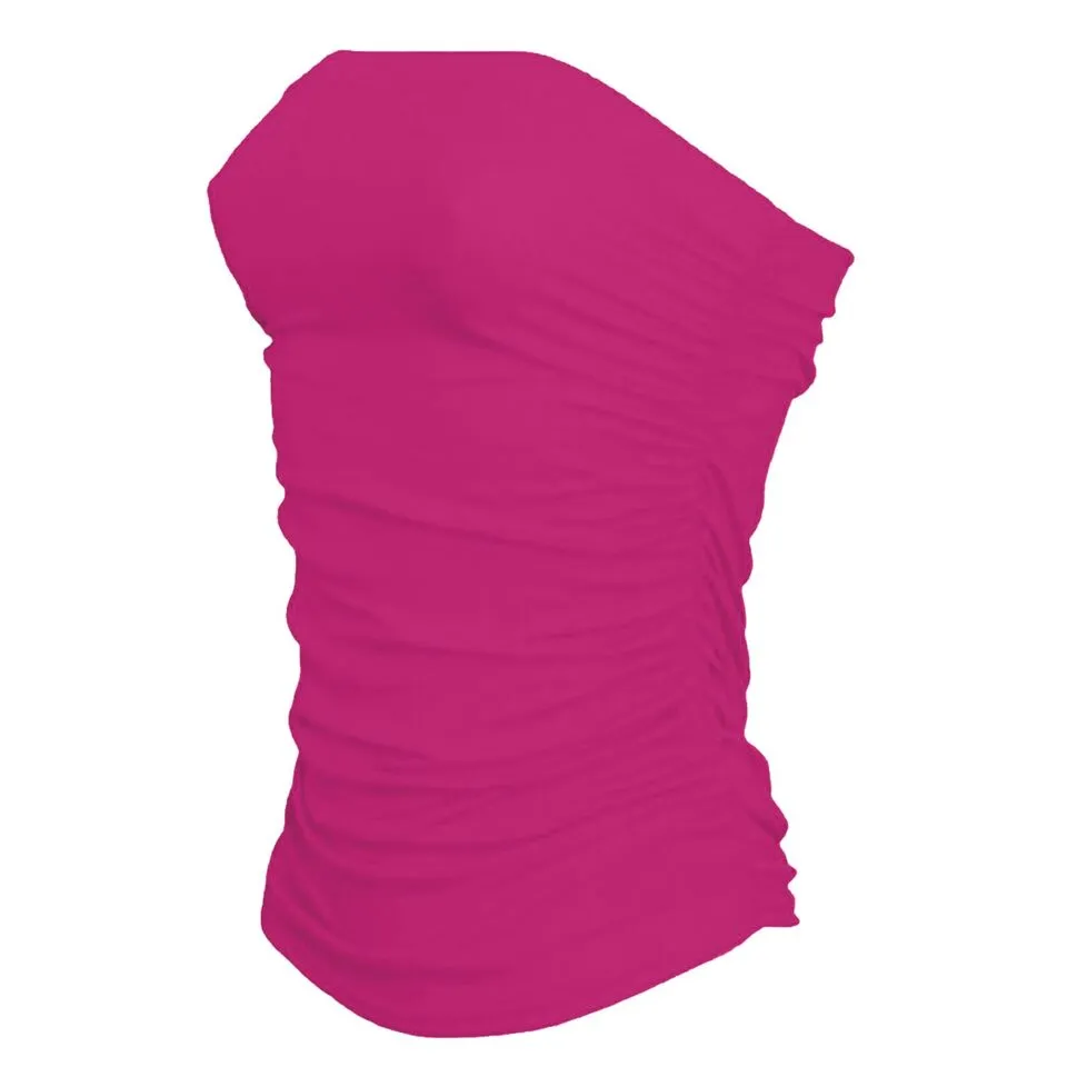 Women's Strapless Ruched Boob Tube Bandeau Tops