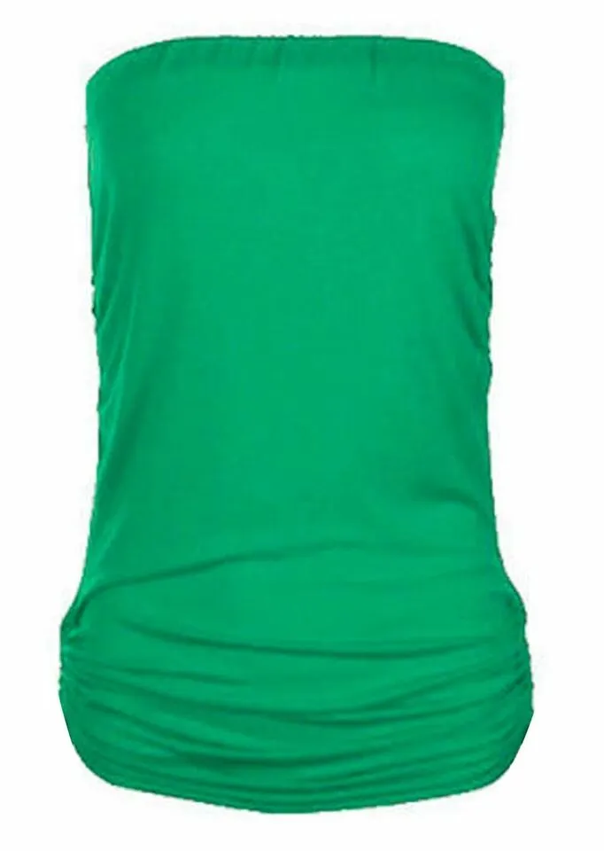 Women's Strapless Ruched Boob Tube Bandeau Tops