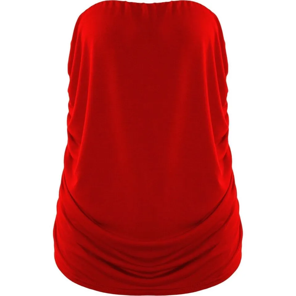 Women's Strapless Ruched Boob Tube Bandeau Tops