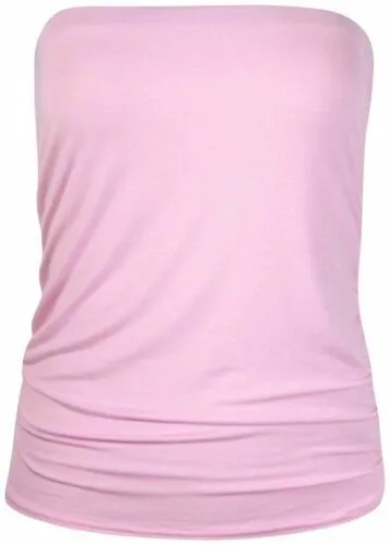 Women's Strapless Ruched Boob Tube Bandeau Tops