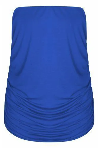 Women's Strapless Ruched Boob Tube Bandeau Tops
