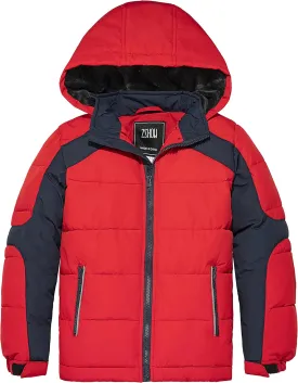 ZSHOW Boys' Hooded Puffer Jacket Waterproof Warm Winter Coat Soft Fleece Lined Outerwear Jacket